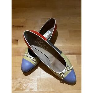 Ferragamo Varina colorblock flats with bow size 8.5B